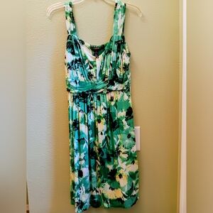 Floral Green and White Dress